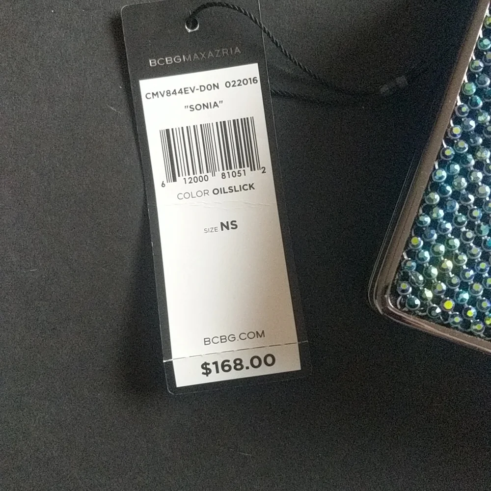 BCBGMaxazria Sonia Crystal Mesh Satin Box Clutch Discontinued